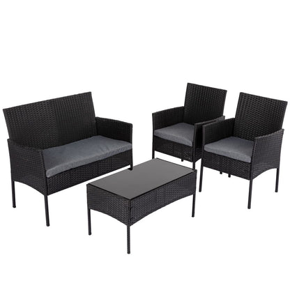 4 Seater Wicker Outdoor Lounge Set-Black V264-OTF-529S-BLK
