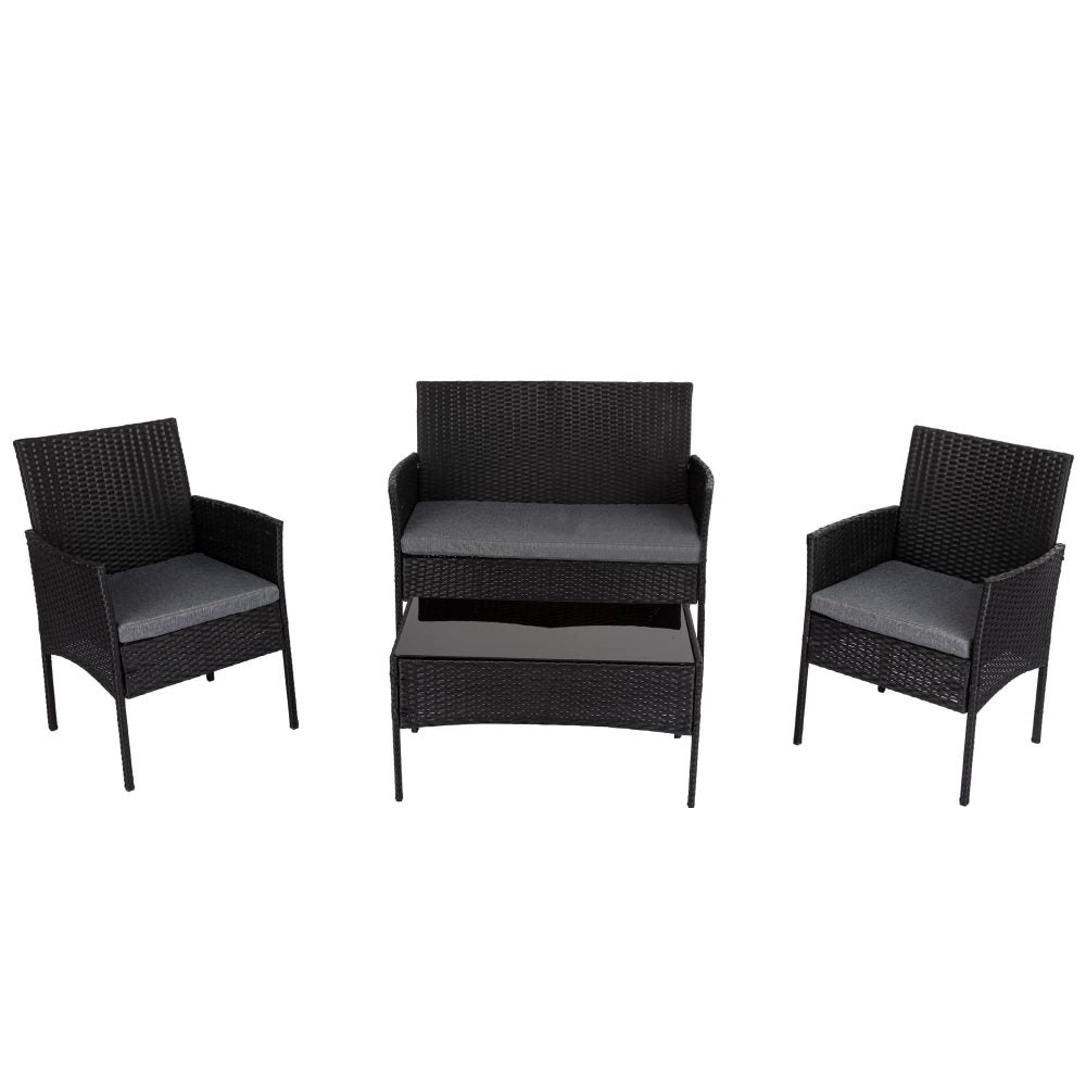 4 Seater Wicker Outdoor Lounge Set-Black V264-OTF-529S-BLK