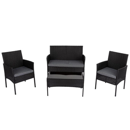 4 Seater Wicker Outdoor Lounge Set-Black V264-OTF-529S-BLK