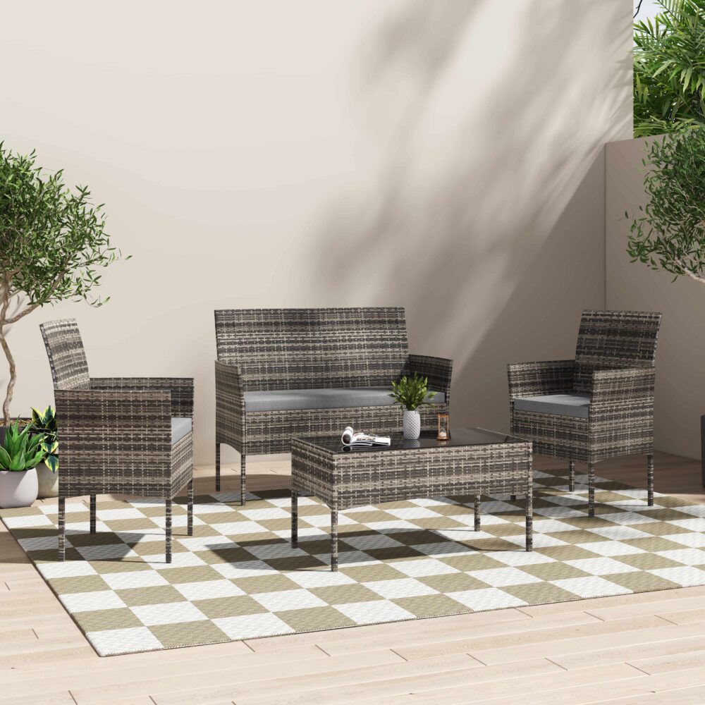 4 Seater Wicker Outdoor Lounge Set – Mixed Grey V264-OTF-529S-LGR