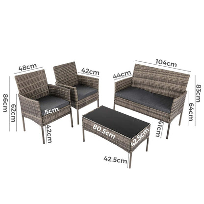 4 Seater Wicker Outdoor Lounge Set – Mixed Grey V264-OTF-529S-LGR