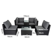 Modular Outdoor Wicker Lounge Set V264-OTF-530S-BLK-OTF-507-BLK