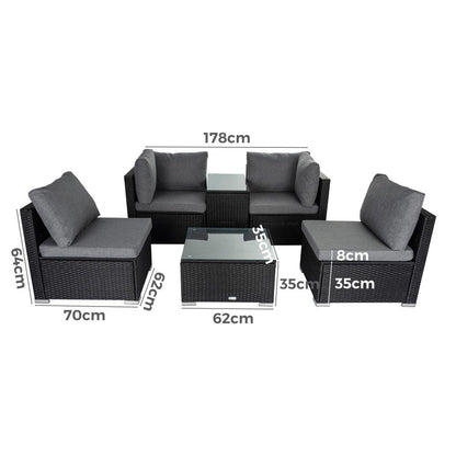 Modular Outdoor Wicker Lounge Set V264-OTF-530S-BLK-OTF-507-BLK