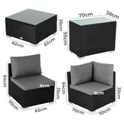 Modular Outdoor Wicker Lounge Set V264-OTF-530S-BLK-OTF-507-BLK