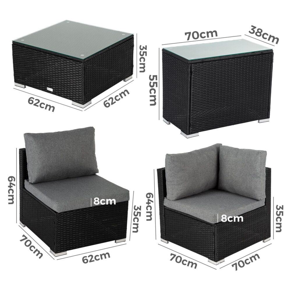 Modular Outdoor Wicker Lounge Set V264-OTF-530S-BLK-OTF-507-BLK