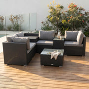 7PC Outdoor Wicker Loveseat Setting with Storage Corner (Black) V264-OTF-530S-BLK-OTF-508-BLK