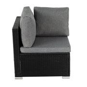 7PC Outdoor Wicker Loveseat Setting with Storage Corner (Black) V264-OTF-530S-BLK-OTF-508-BLK