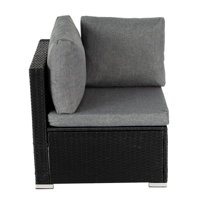 7PC Outdoor Wicker Loveseat Setting with Storage Corner (Black) V264-OTF-530S-BLK-OTF-508-BLK