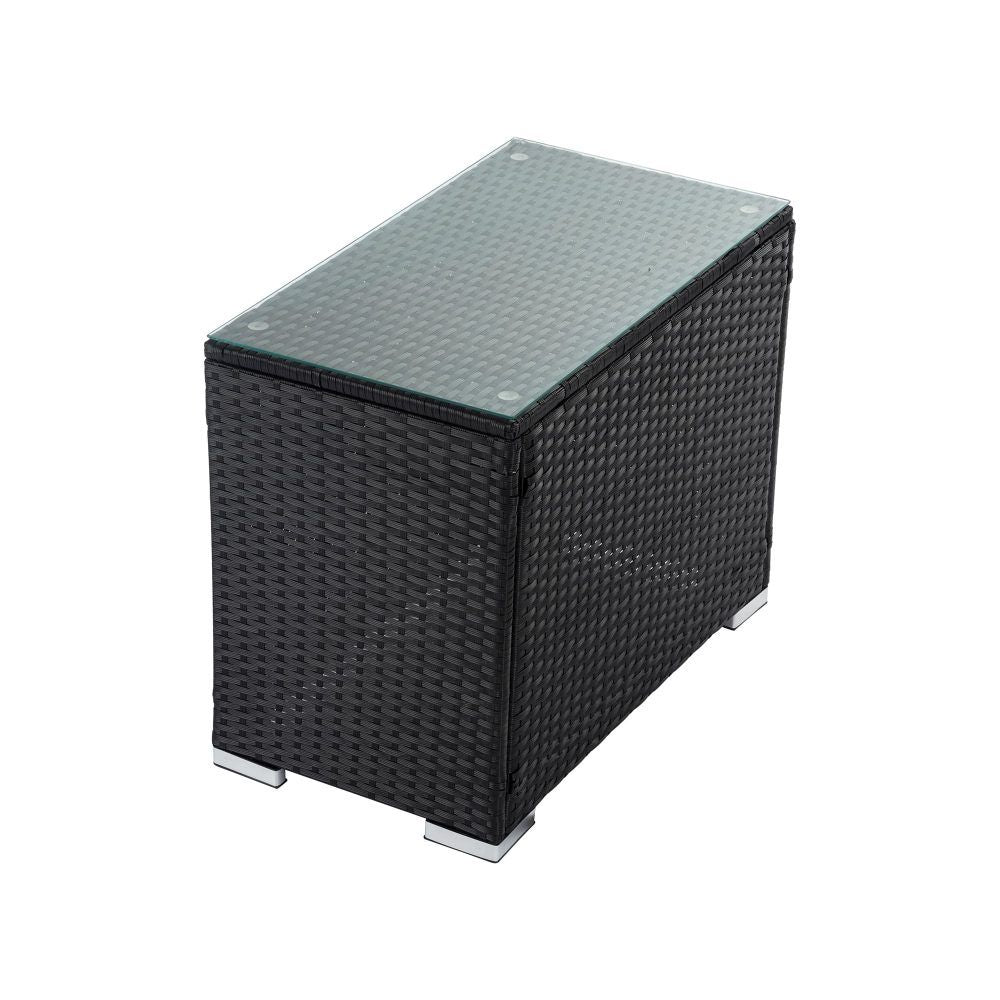 7PC Outdoor Wicker Loveseat Setting with Storage Corner (Black) V264-OTF-530S-BLK-OTF-508-BLK