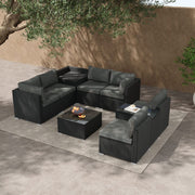 Modular Outdoor Lounge Set-9pcs Sofa, Armchairs and Coffee Table V264-OTF-530S-BLK-OTF-509-BLK