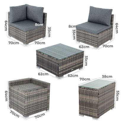 Modular Outdoor Lounge Set-9pcs Sofa, Armchairs and Coffee Table V264-OTF-530S-BLK-OTF-509-BLK