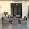 Outdoor Modular Lounge Sofa with Wicker End Table Set V264-OTF-530S-LGR-OTF-507-LGR