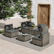 Outdoor Modular Lounge Sofa with Wicker End Table Set V264-OTF-530S-LGR-OTF-507-LGR