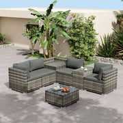 7PC Outdoor Wicker Lounge with Storage Corner (Grey) V264-OTF-530S-LGR-OTF-508-LGR