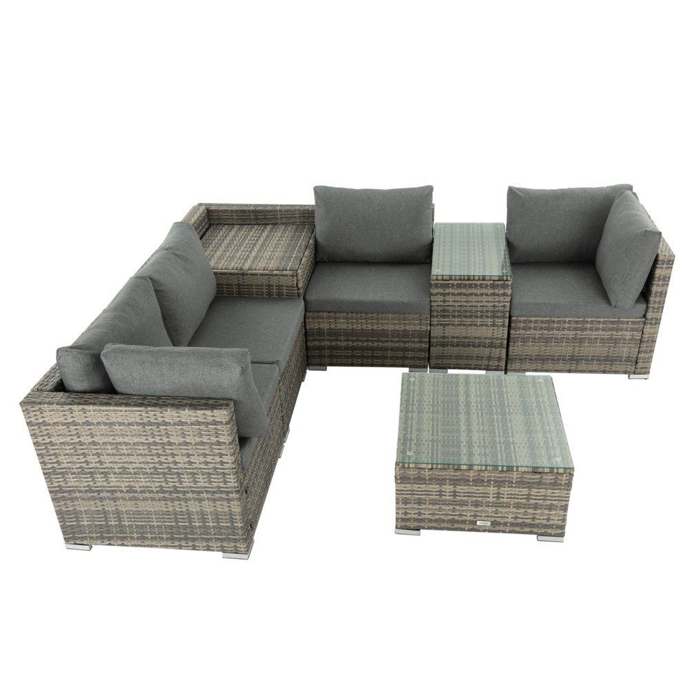 7PC Outdoor Wicker Lounge with Storage Corner (Grey) V264-OTF-530S-LGR-OTF-508-LGR