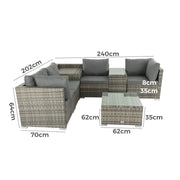 7PC Outdoor Wicker Lounge with Storage Corner (Grey) V264-OTF-530S-LGR-OTF-508-LGR