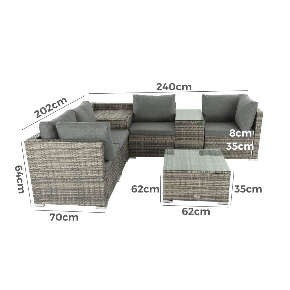 7PC Outdoor Wicker Lounge with Storage Corner (Grey) V264-OTF-530S-LGR-OTF-508-LGR
