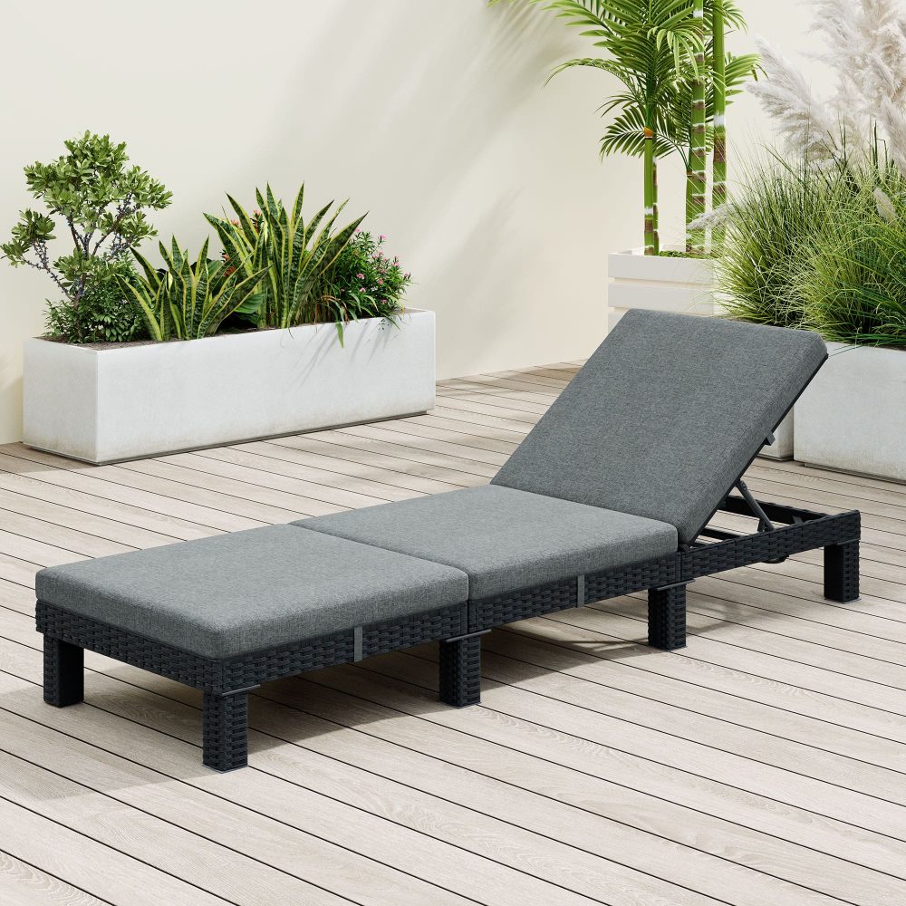 Black Rattan Sunbed with Adjustable Recline V264-OTF-531S-BLK-1