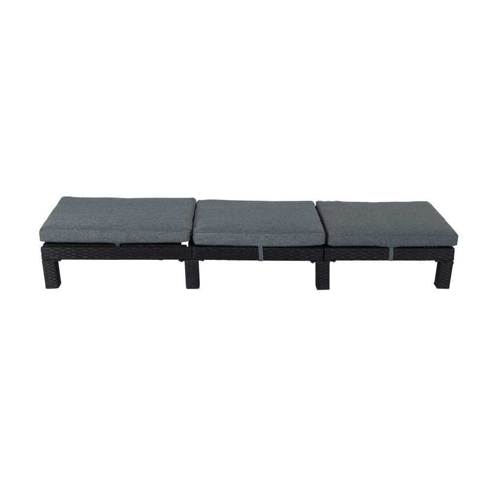 Black Rattan Sunlounge Set with Joining Coffee Table V264-OTF-531S-BLK-OTF-515S-BLK