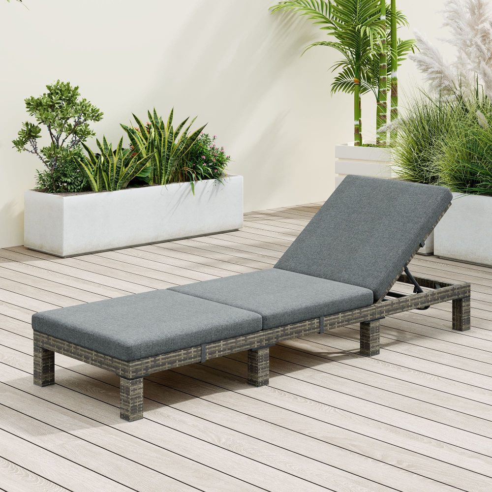 Grey Rattan Sunbed with Adjustable Recline V264-OTF-531S-LGR-1