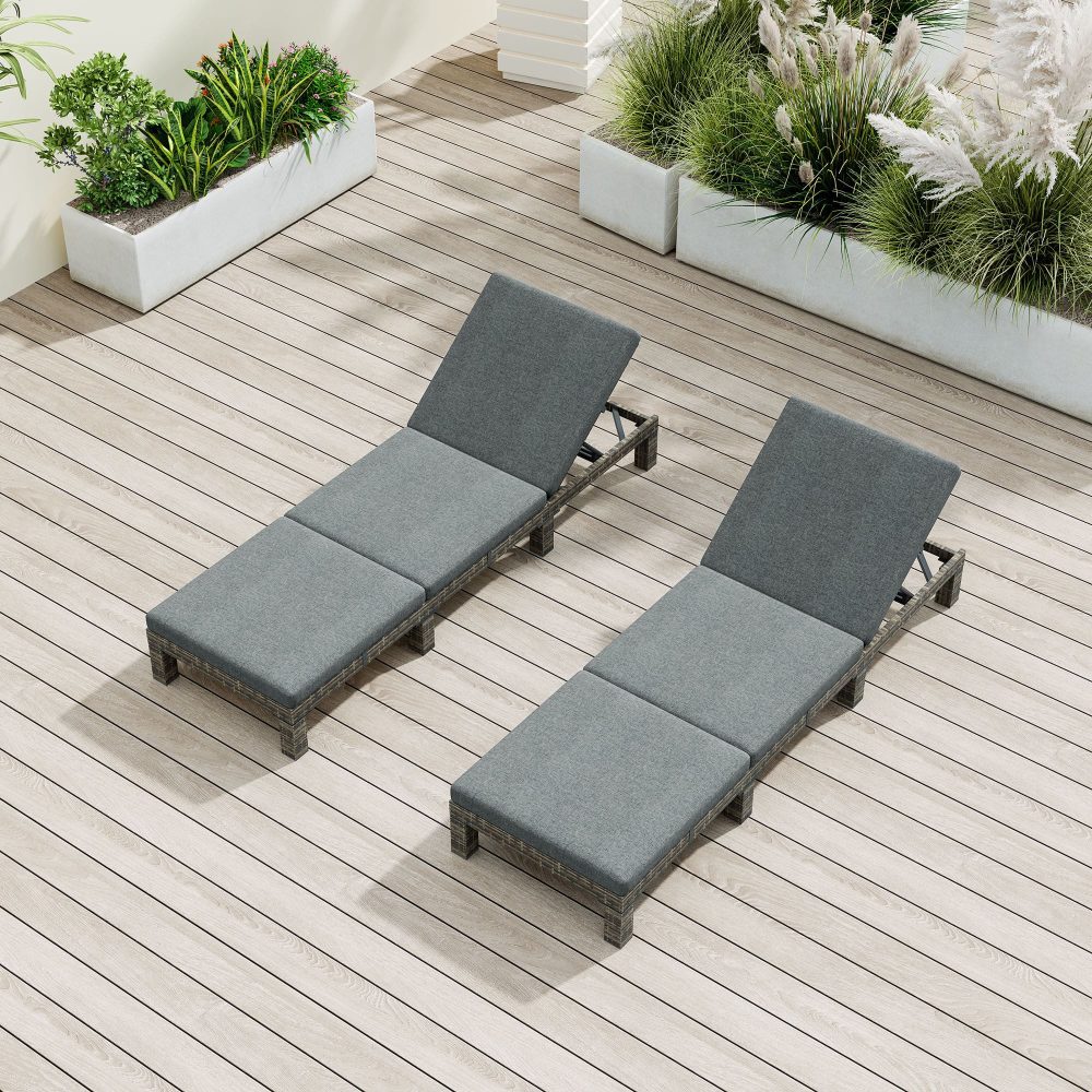 Grey Rattan Sunbed with Adjustable Recline V264-OTF-531S-LGR-1