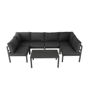 Outdoor Minimalist Charcoal Grey 7-Piece Lounge Set V264-OTF-534A-BLK-7PC