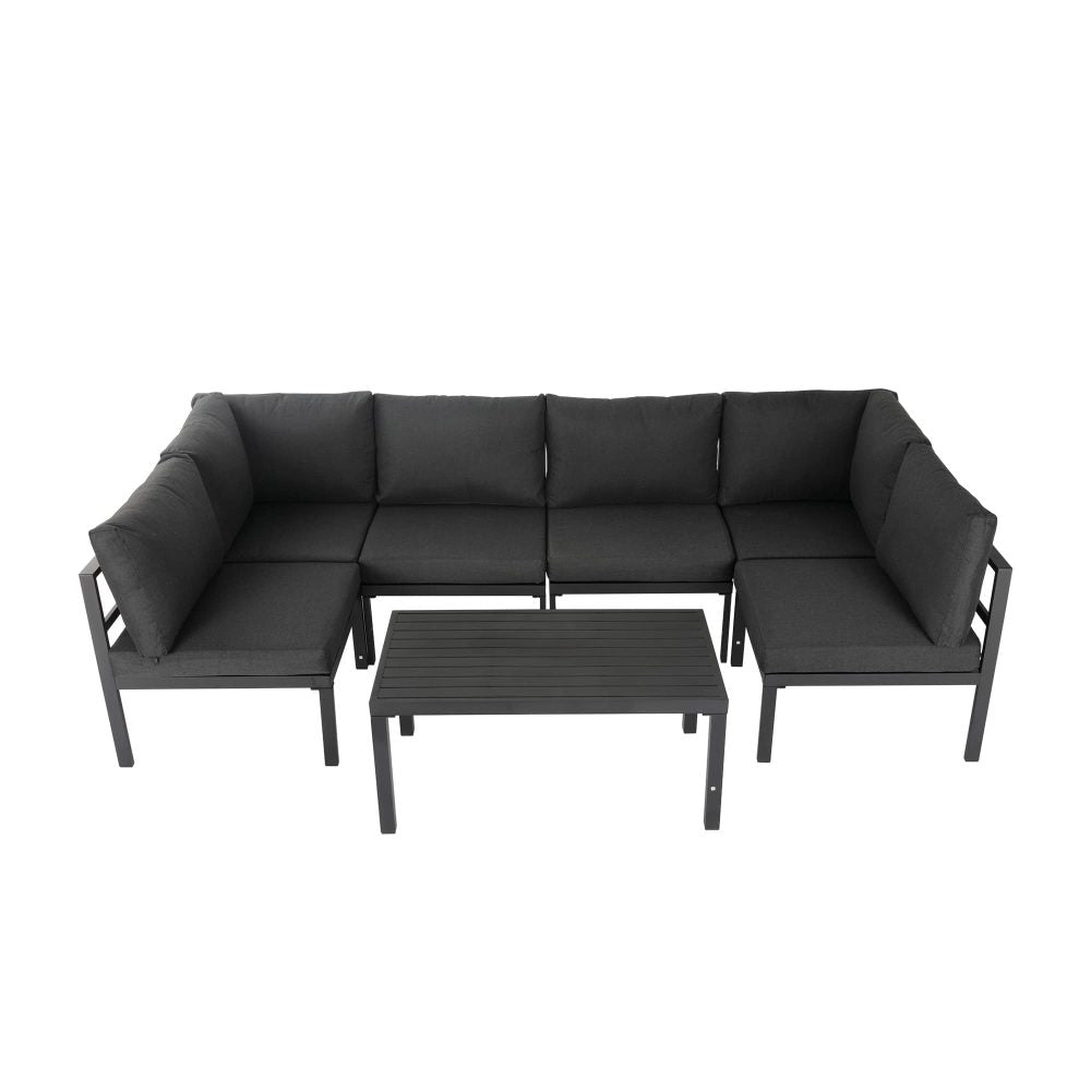 Outdoor Minimalist Charcoal Grey 7-Piece Lounge Set V264-OTF-534A-BLK-7PC