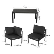 Outdoor Minimalist Charcoal Grey 7-Piece Lounge Set V264-OTF-534A-BLK-7PC