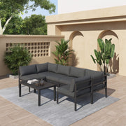 Outdoor Minimalist Charcoal Grey 7-Piece Lounge Set V264-OTF-534A-BLK-7PC
