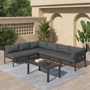 Outdoor Minimalist Charcoal Grey 7-Piece Lounge Set V264-OTF-534A-BLK-7PC