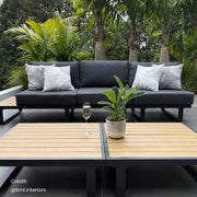 Modern Outdoor 7 Piece Lounge Set with Slatted Polywood Design Tables V264-OTF-535A-BLK-7PC
