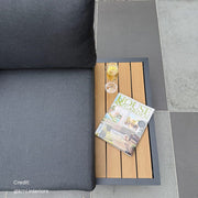 Modern Outdoor 7 Piece Lounge Set with Slatted Polywood Design Tables V264-OTF-535A-BLK-7PC