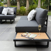 Modern Outdoor 7 Piece Lounge Set with Slatted Polywood Design Tables V264-OTF-535A-BLK-7PC