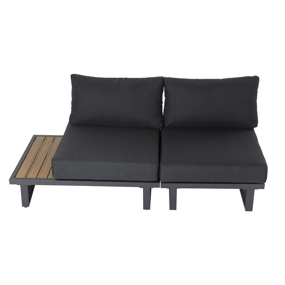 Modern Outdoor 7 Piece Lounge Set with Slatted Polywood Design Tables V264-OTF-535A-BLK-7PC