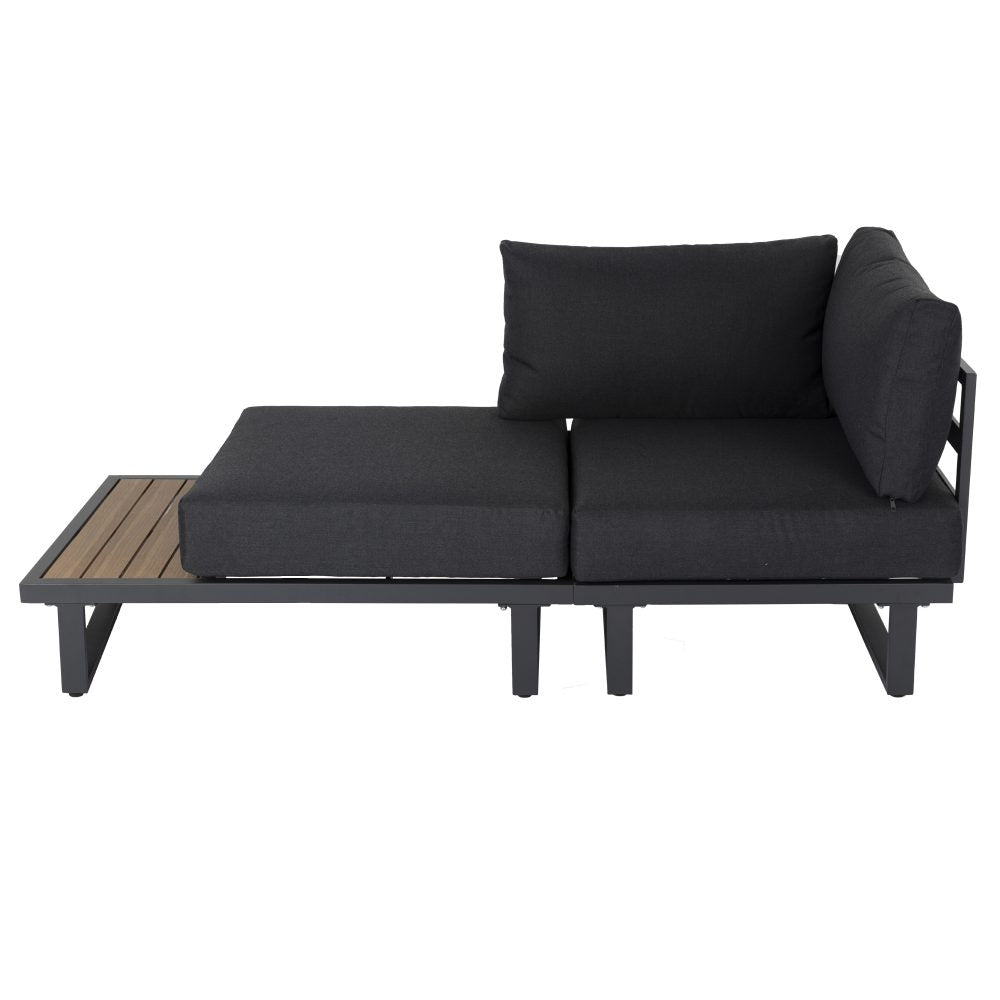 Modern Outdoor 7 Piece Lounge Set with Slatted Polywood Design Tables V264-OTF-535A-BLK-7PC