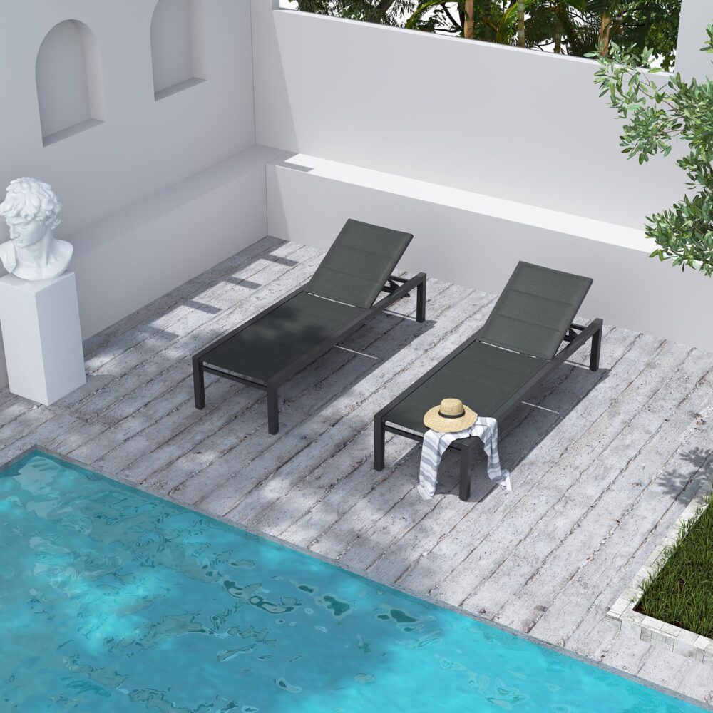 Adjustable Outdoor Sun Lounger in Aluminium Dark Grey V264-OTF-536A-DGR-NA-1