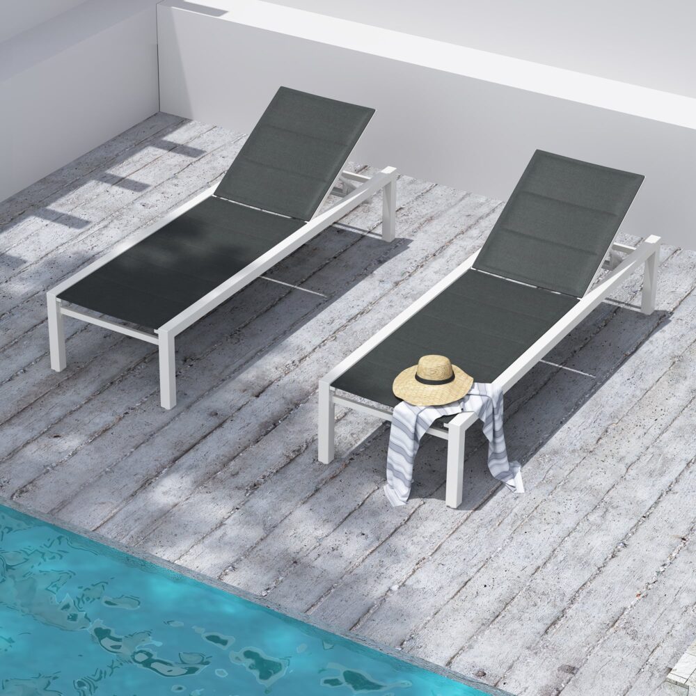 Adjustable Outdoor Sun Lounger in Aluminium White V264-OTF-536A-WHE-NA-1