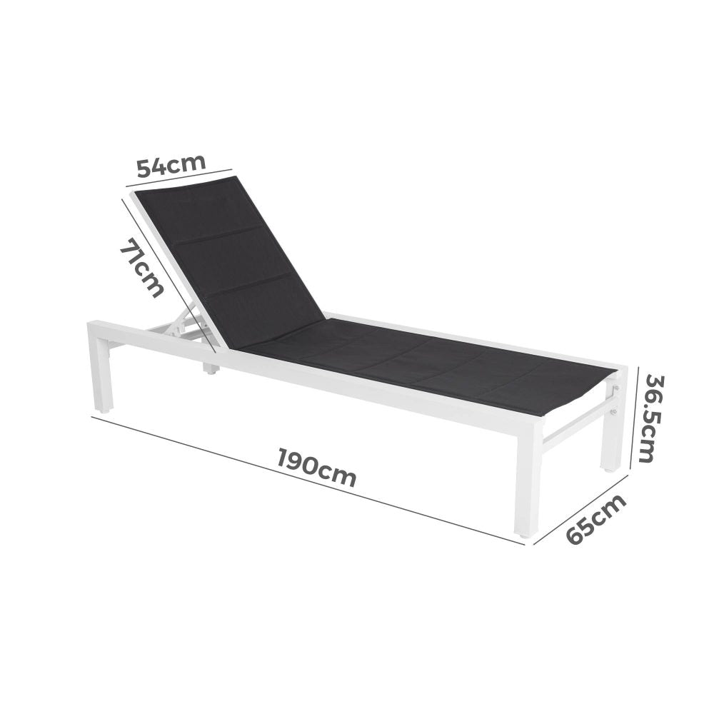 Adjustable Outdoor Sun Lounger in Aluminium White V264-OTF-536A-WHE-NA-1