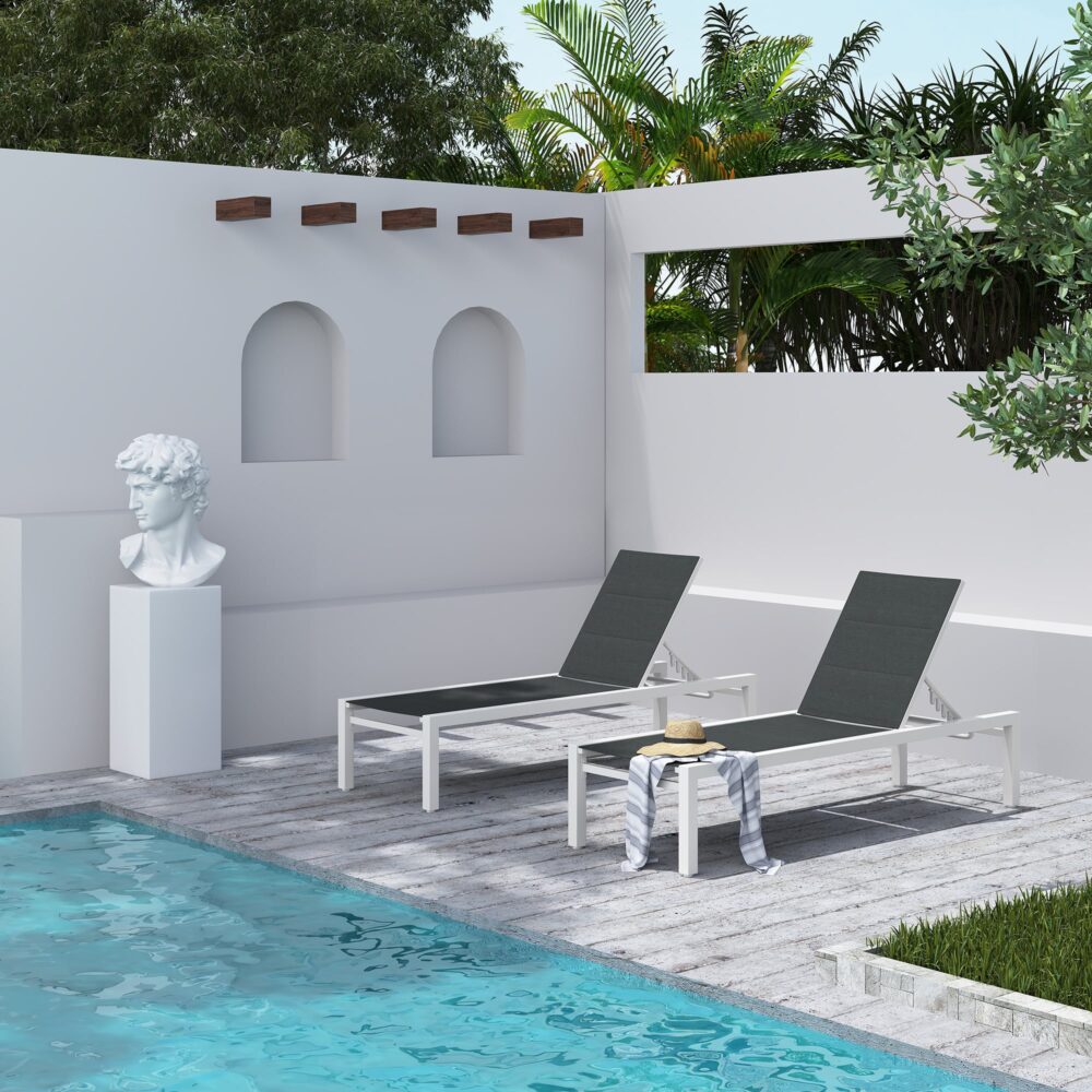 Adjustable Outdoor Sun Lounger in Aluminium White V264-OTF-536A-WHE-NA-1