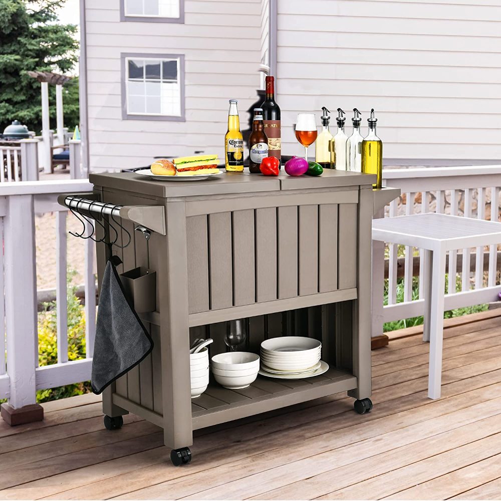 Garden Bar Serving Cart with Cooler (Taupe) V264-OTF-539PP-LGR-NA-1