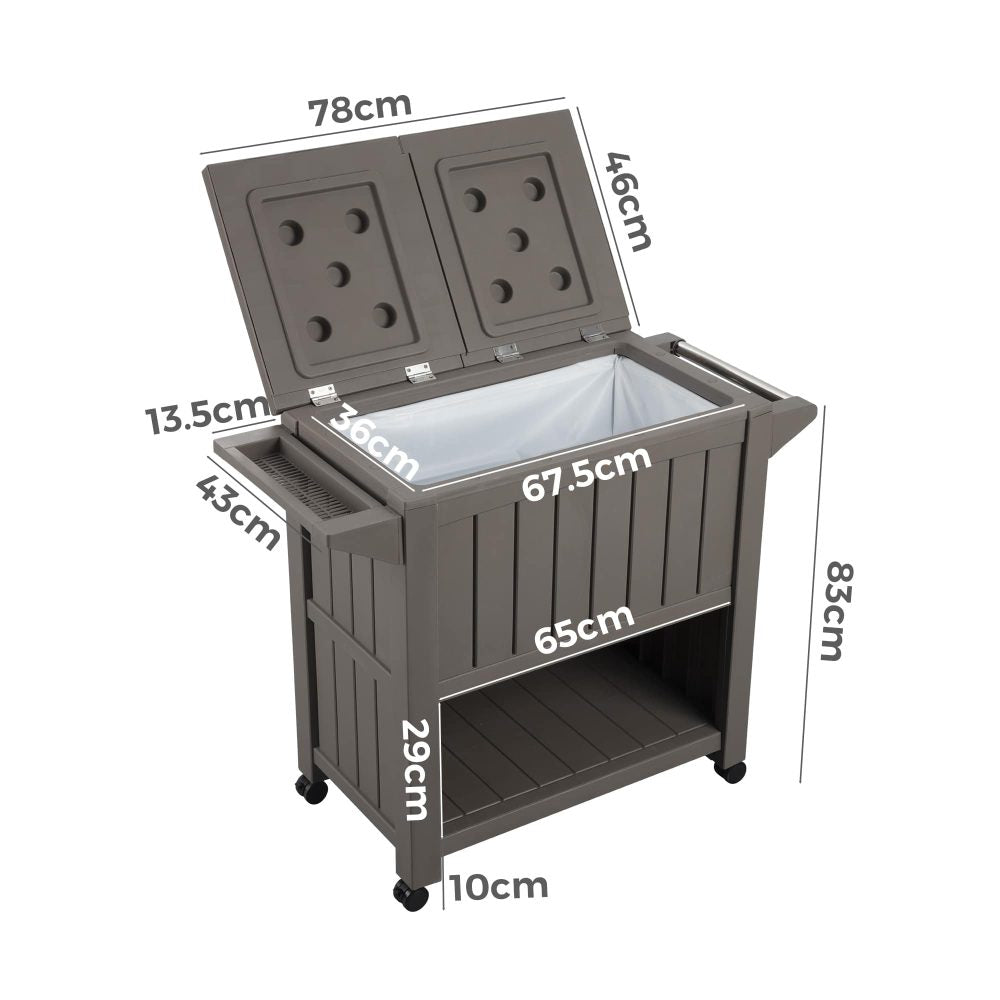 Garden Bar Serving Cart with Cooler (Taupe) V264-OTF-539PP-LGR-NA-1