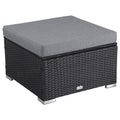 Outdoor wicker ottoman in Black V264-OTF-541S-BLK-NA-1
