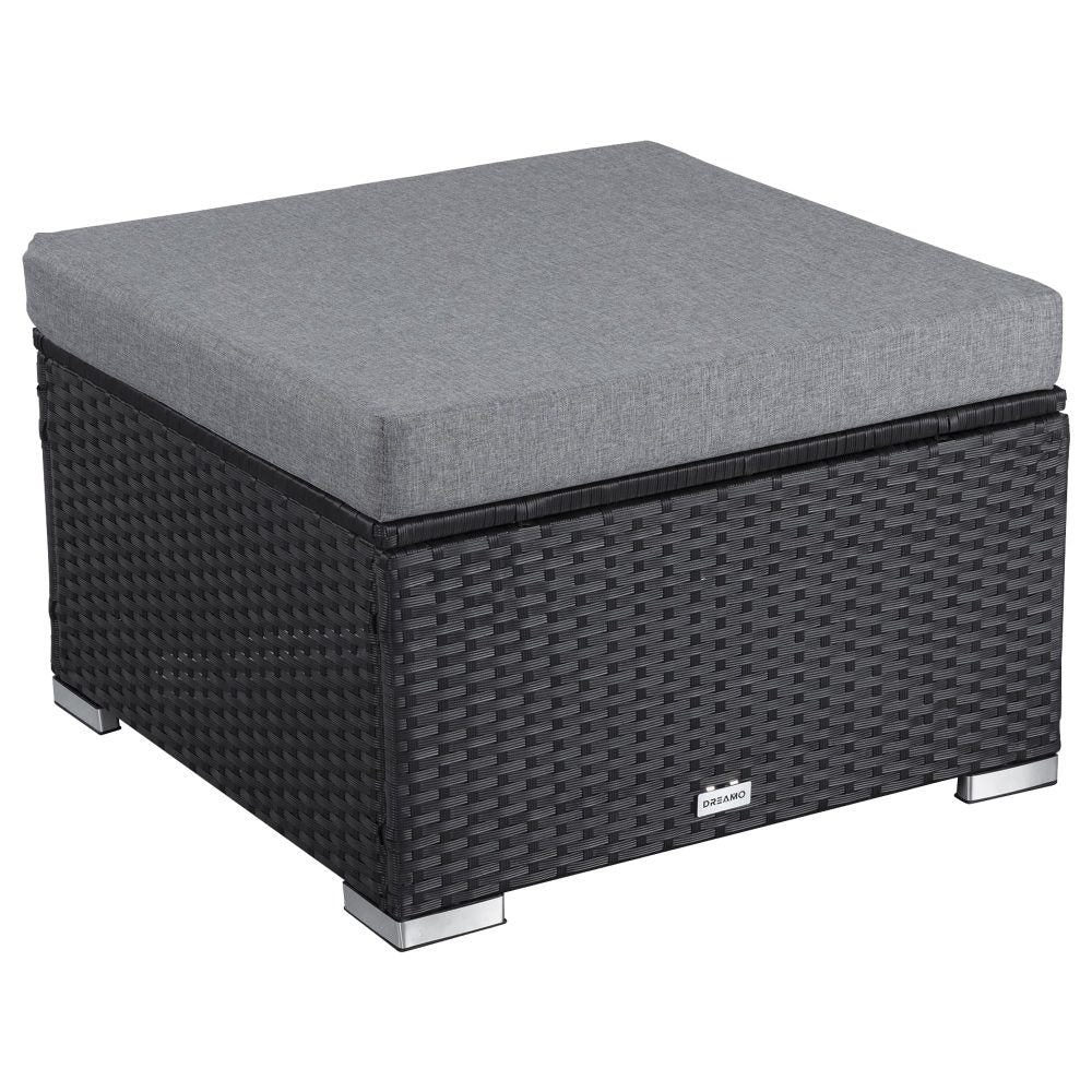 Outdoor wicker ottoman in Black V264-OTF-541S-BLK-NA-1