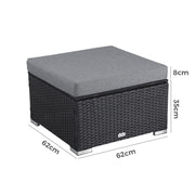 Outdoor wicker ottoman in Black V264-OTF-541S-BLK-NA-1