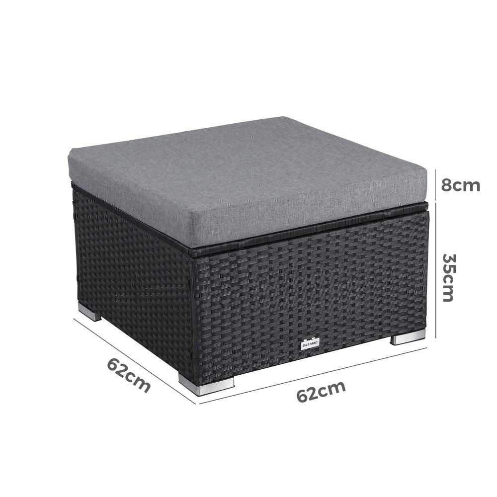 Outdoor wicker ottoman in Black V264-OTF-541S-BLK-NA-1