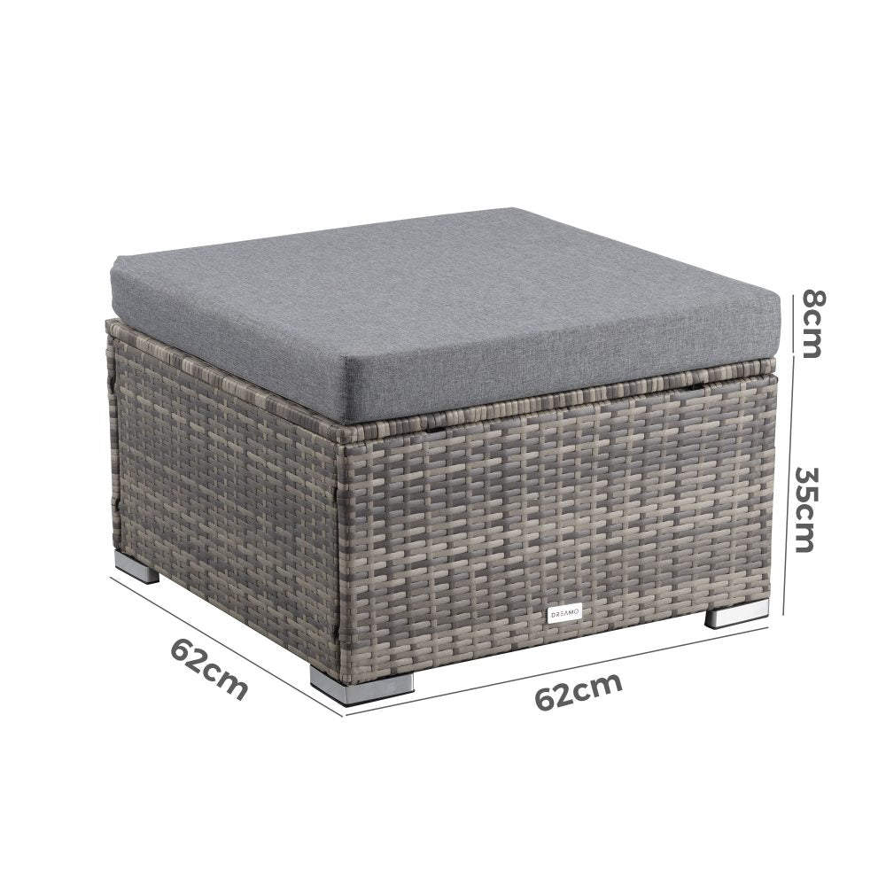 Outdoor wicker ottoman in Grey V264-OTF-541S-LGR-NA-1