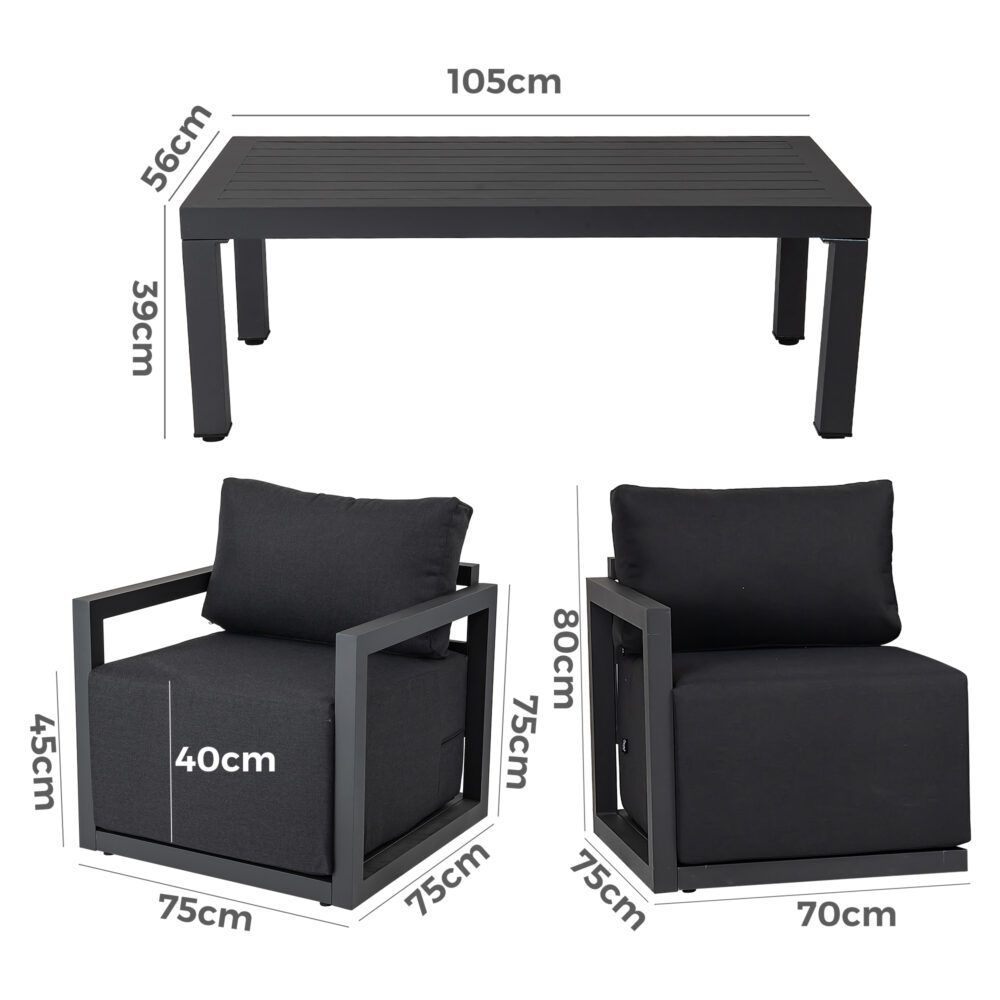 Alfresco 5-Seater Deep-Seated Patio Set - Charcoal Grey V264-OTF-543A-DGR-6PC