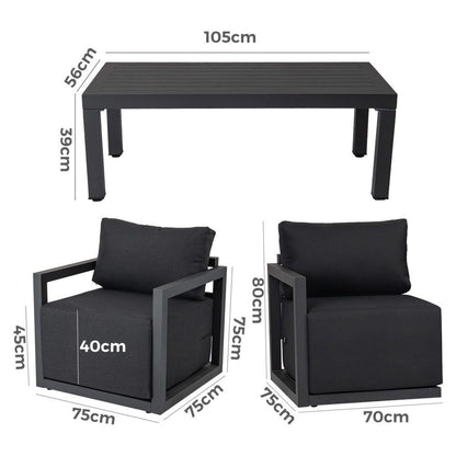Alfresco 5-Seater Deep-Seated Patio Set - Charcoal Grey V264-OTF-543A-DGR-6PC