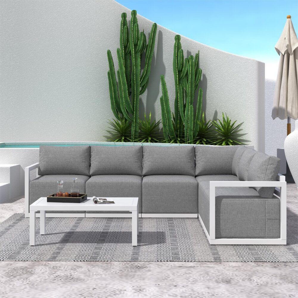 Alfresco Contemporary All-Weather Lounge Set - Charcoal Grey V264-OTF-543A-DGR-7PC