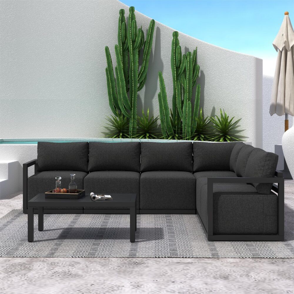 Alfresco Contemporary All-Weather Lounge Set - Charcoal Grey V264-OTF-543A-DGR-7PC